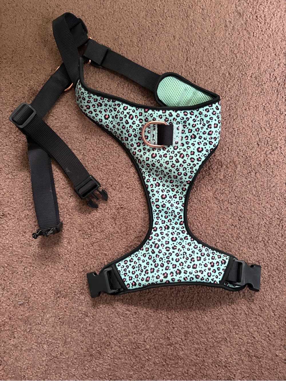 Mint Leopard Print Padded Dog Harness never used